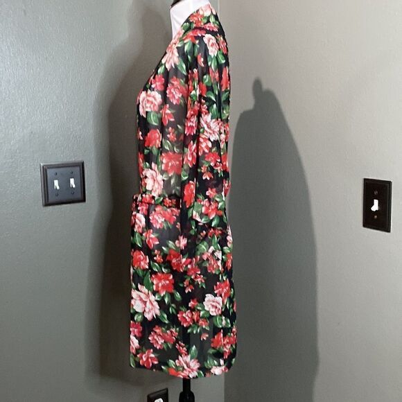 Forever 21 Sheer Rose Robe Kimono Belted Swim Cover Up - Picture 8 of 10